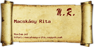 Macskásy Rita névjegykártya