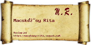 Macskásy Rita névjegykártya