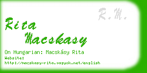 rita macskasy business card