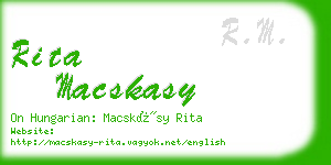 rita macskasy business card